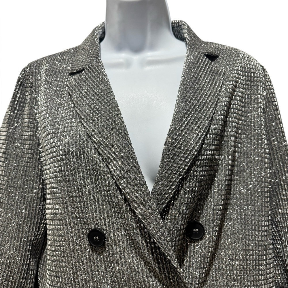 Know One Cares Metallic Blazer Medium | Double Breasted Sparkle Jacket - Picture 4 of 14